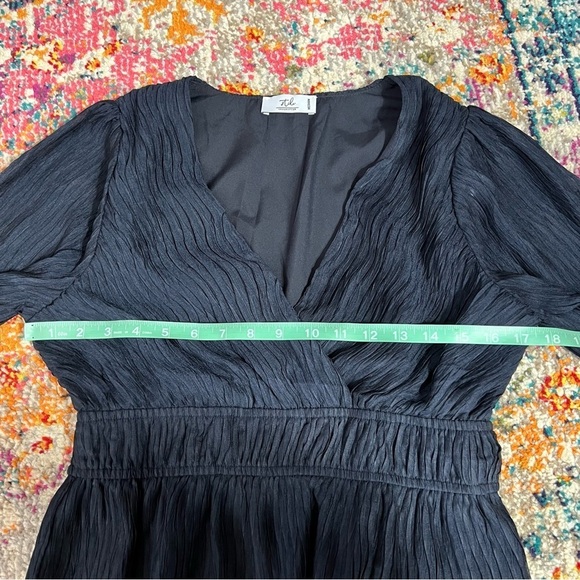 Boutique Navy Blue Wrapover Surplice Blouse - Picture 9 of 10